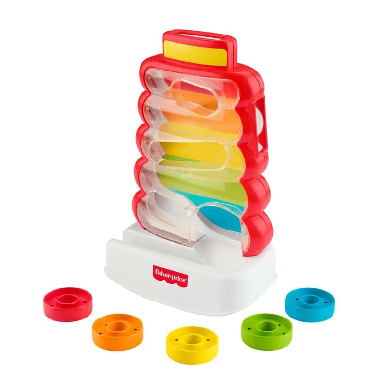 Fisher-Price Drop Through Rock-A-Stack Baby & Toddler Developmental Activity Toy, 5 Coins