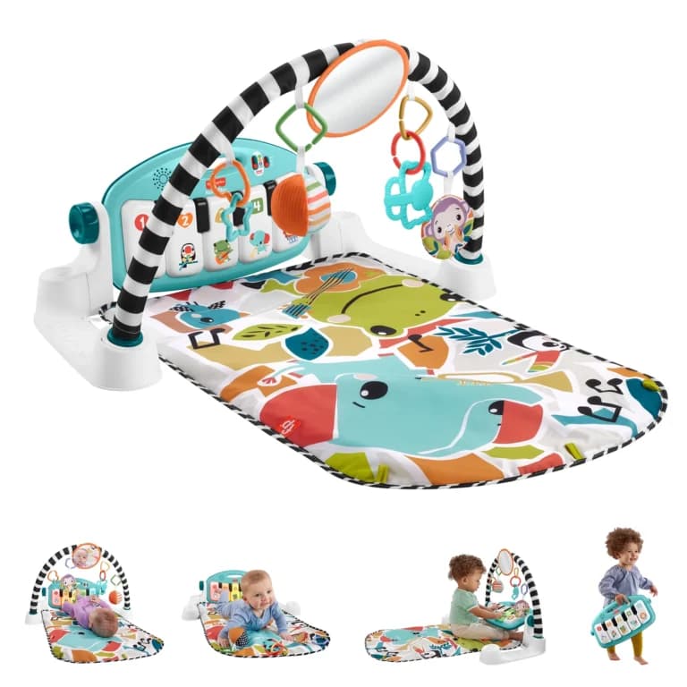 Fisher-Price Glow and Grow Kick & Play Piano Gym Baby Playmat, Blue