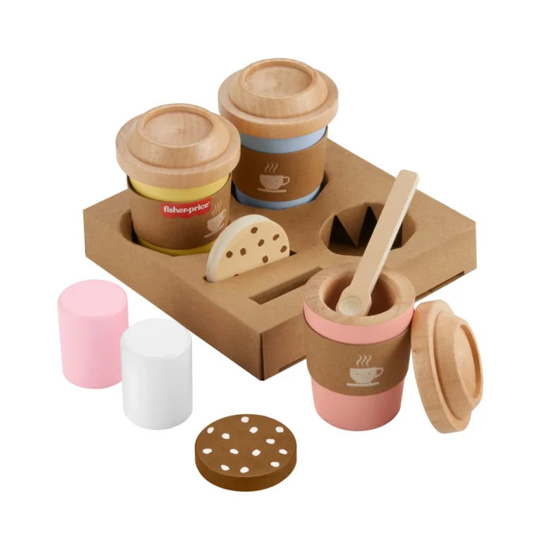 Fisher-Price Wooden Coffee to Go Set, 15-Piece Cafe Shop Playset