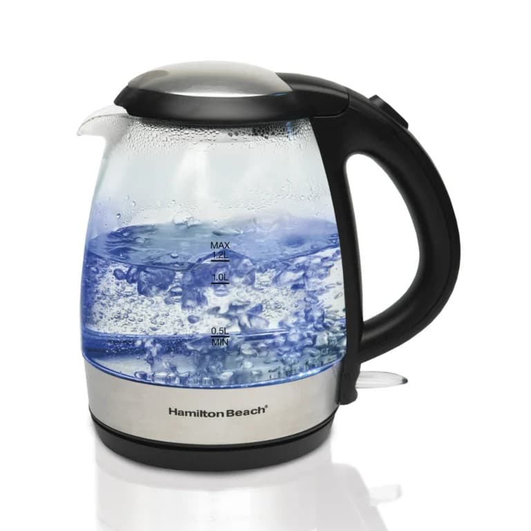 Hamilton Beach Compact Glass Kettle, 1.2 Liters, 1500 Watts (40931)