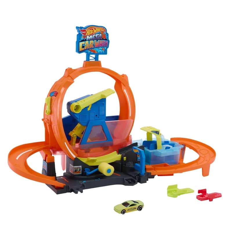 Hot Wheels City MEGA Loop Car Wash Playset & 1 Hot Wheels Color Shifters in 1:64 Scale