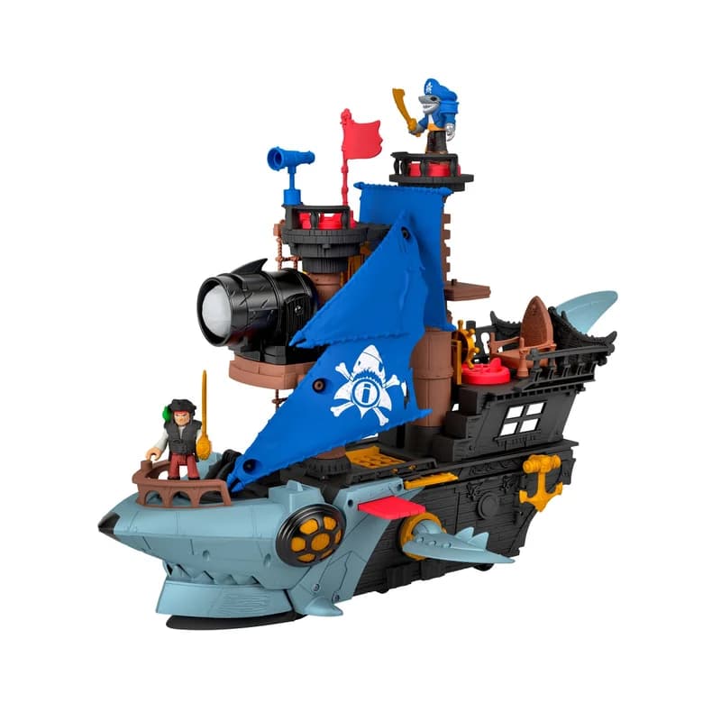 Imaginext Shark Bite Pirate Ship Playset With 2 Action Figures & Toy Ship And Accessories