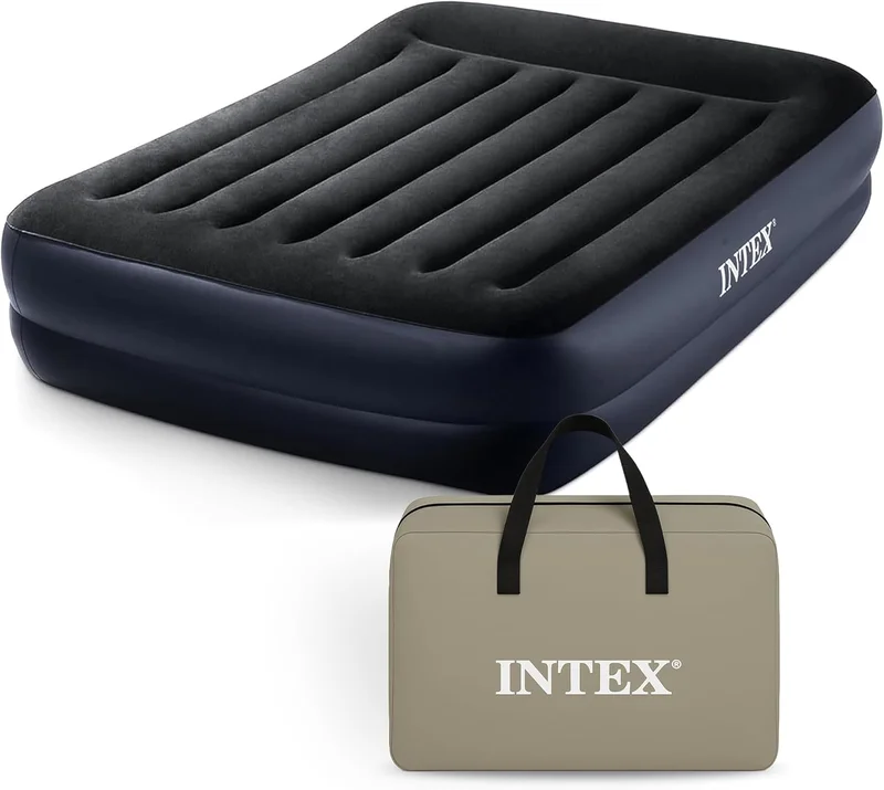 Dura-Beam® Plus Deluxe Pillow Rest Air Mattress 16.5" Queen with Built-In Electric Pump